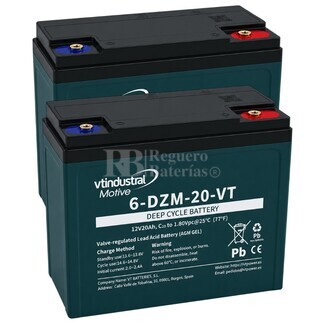 2 Bater�as Scooter El�ctrico 12V 20Ah | VT 6-DZM-20-VT